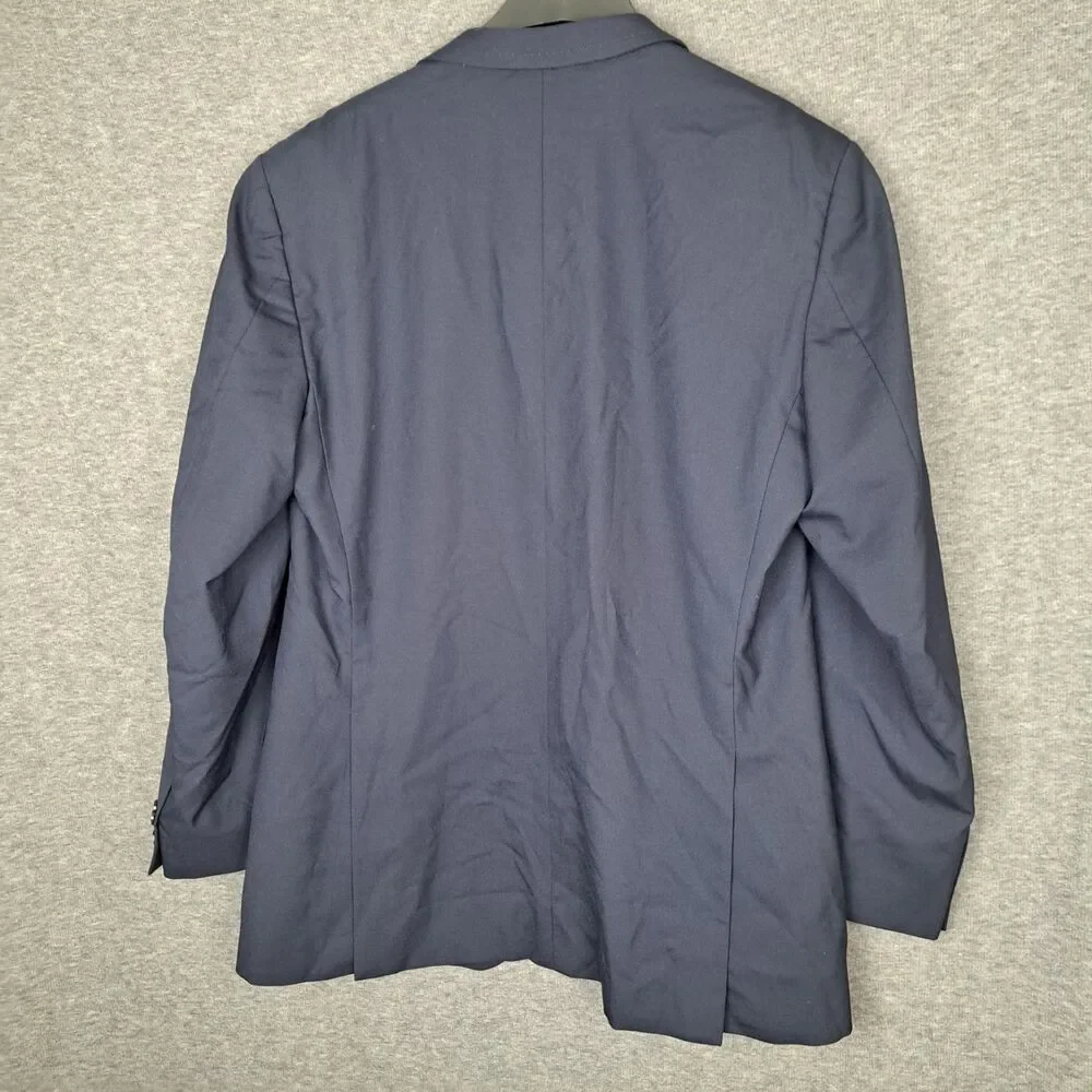 Ermenegildo Zegna Men's Blazer Sport‎ Coat Natural Comfort 44L Wool Navy Blue